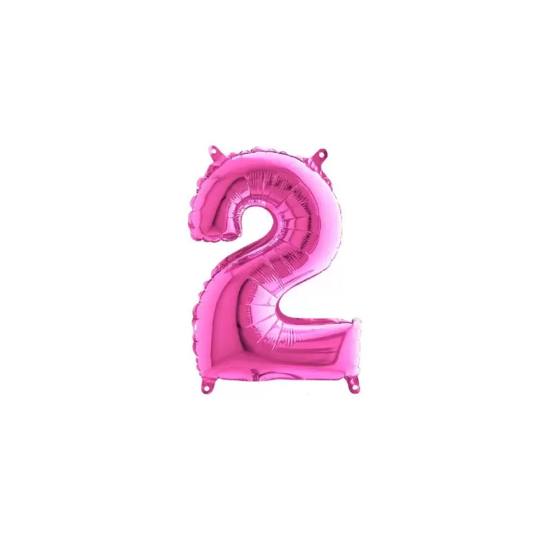 Palloncino Miniloons minifoil numerico 35 cm Fucsia N°2 19842F1 conf da 5 pz