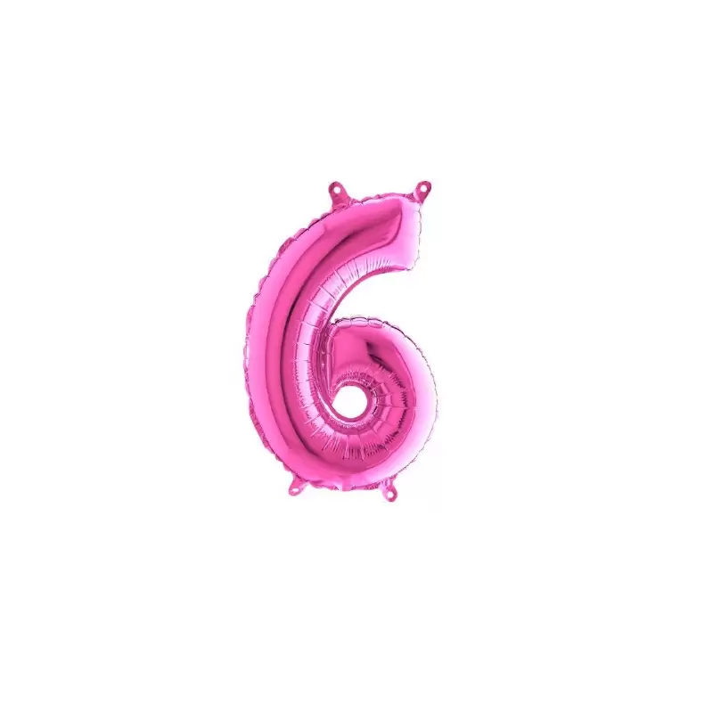Palloncino Miniloons minifoil numerico 35 cm Fucsia N°6 19846F1 conf da 5 pz