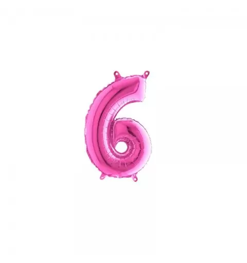 Palloncino Miniloons minifoil numerico 35 cm Fucsia N°6 19846F1 conf da 5 pz