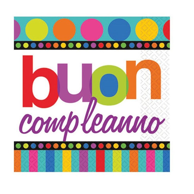 Tovaglioli Grandi Buon Compleanno Dots and Stripes