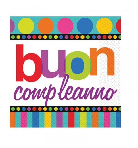 Tovaglioli Grandi Buon Compleanno Dots and Stripes