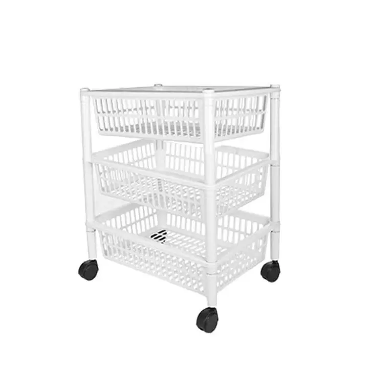 Carrello per frutta con ruote 3 cestino 48x29x39cm 105573 bianco
