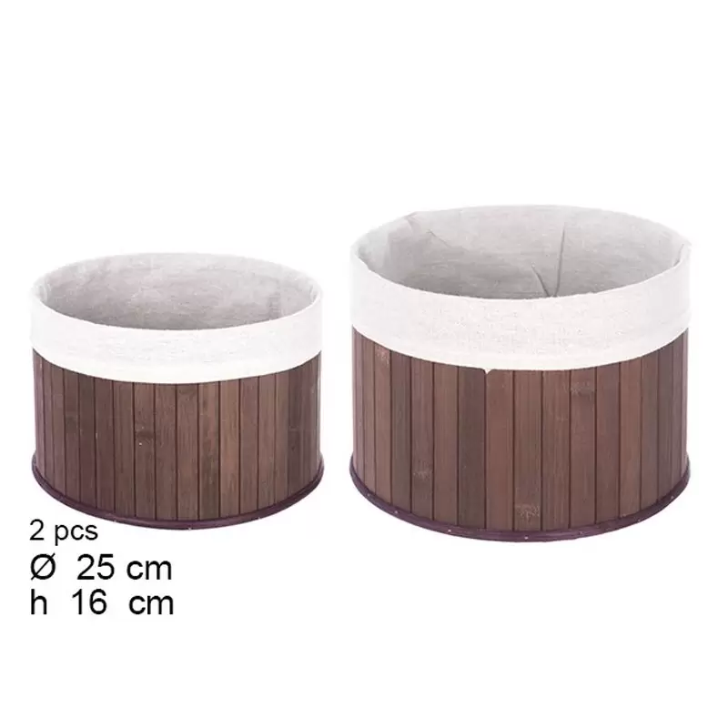 Set 2 cestini di bambu marrone 25x25x16 105070