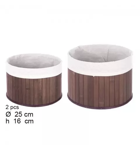 Set 2 cestini di bambu marrone 25x25x16 105070
