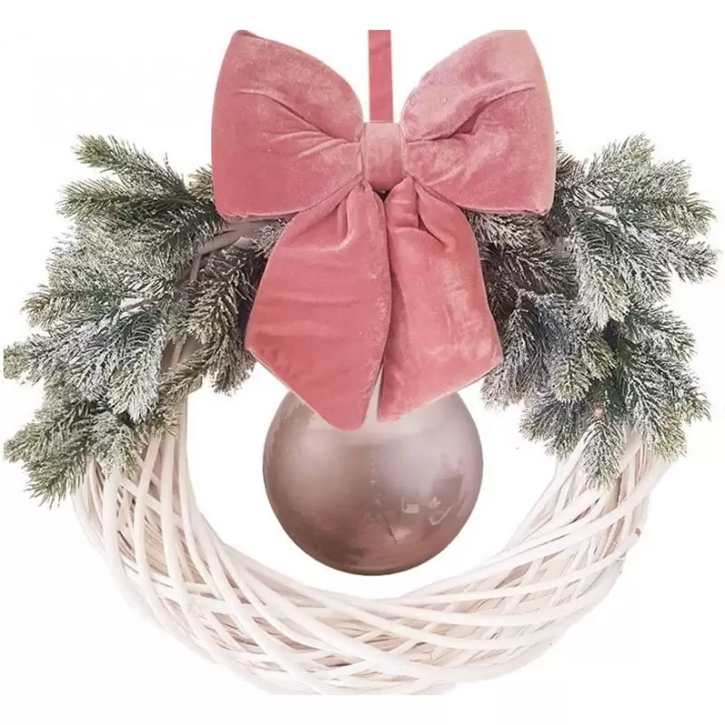 GHIRLANDA NATALIZIA FAI DA TE CON FIOCCO ROSA