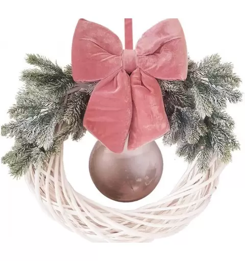 GHIRLANDA NATALIZIA FAI DA TE CON FIOCCO ROSA