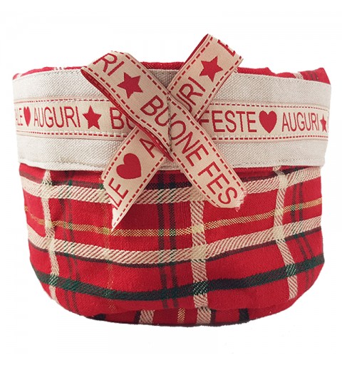 Portapane Natalizio in tessuto con bordo Stampato  Buon Natale - Auguri  2858