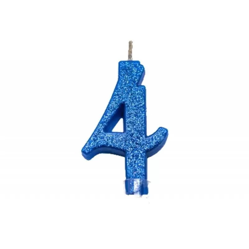 Candelina Numerale Magica Blu Glitter Mini 4 – 4454