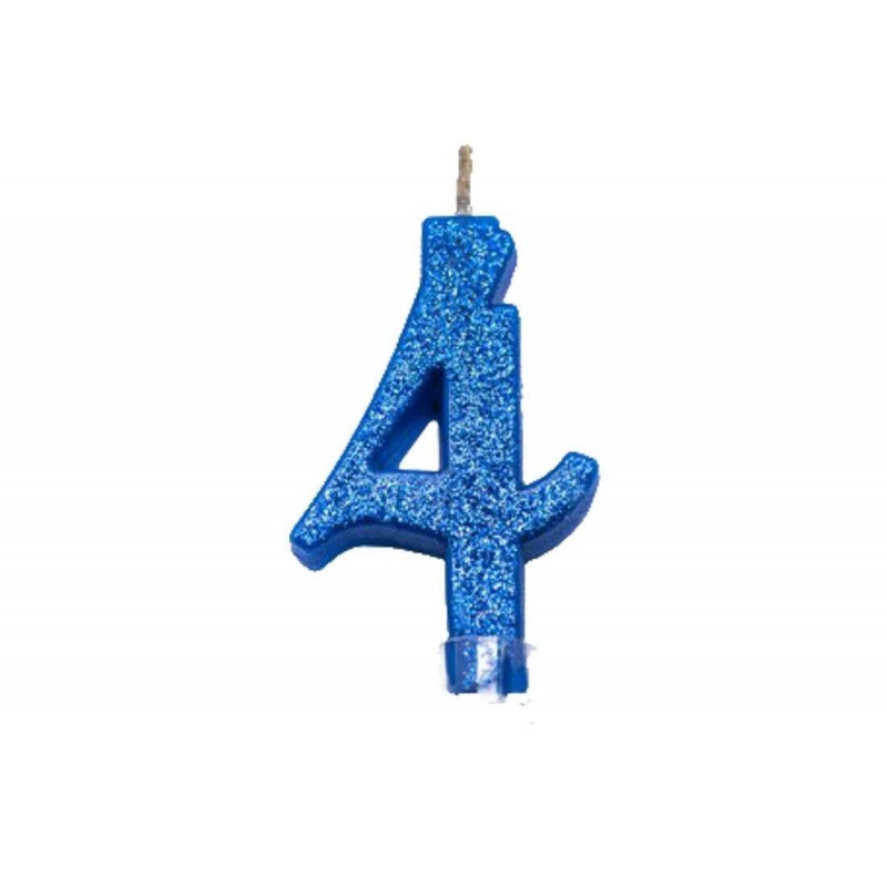 Candelina Numerale Magica Blu Glitter Mini 4 – 4454