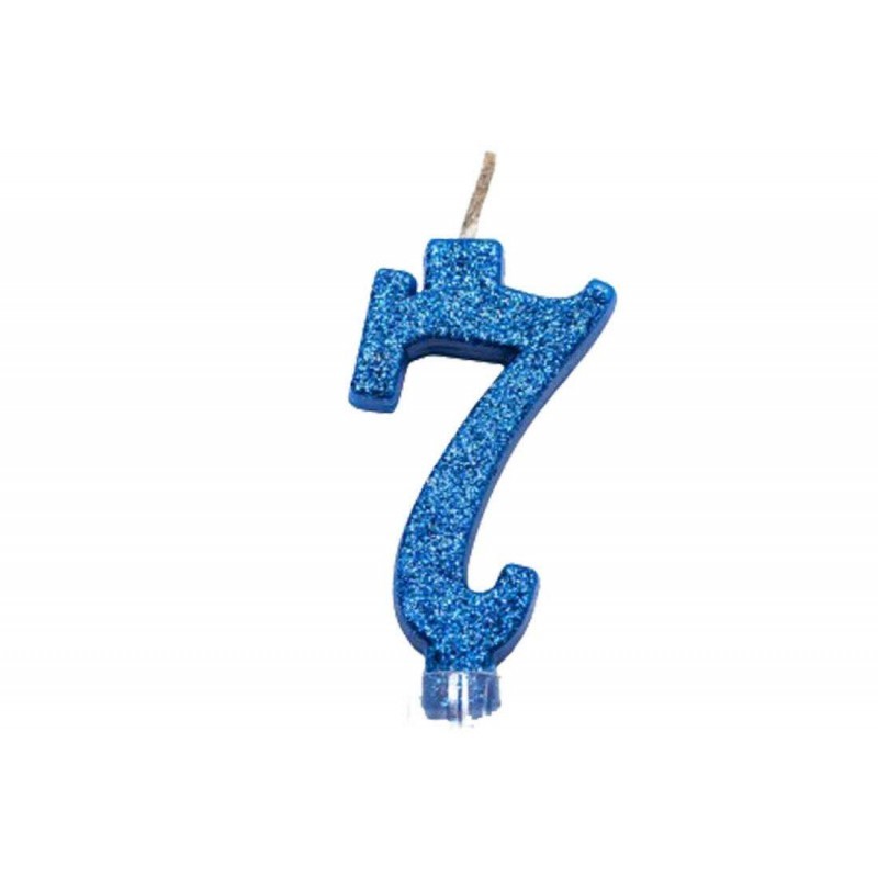 Candelina Numerale Magica Blu Glitter Mini 7 – 4457