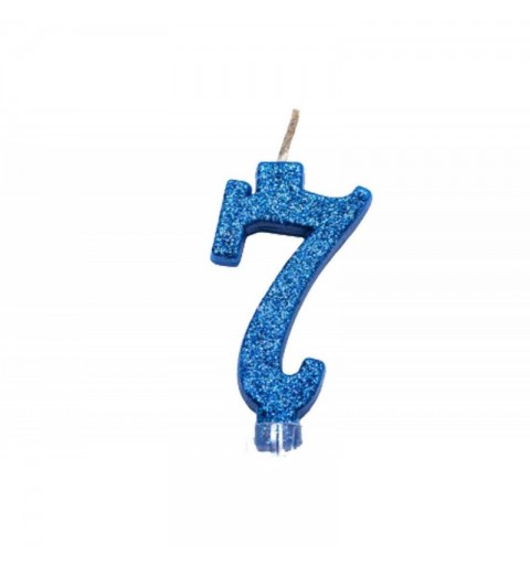 Candelina Numerale Magica Blu Glitter Mini 7 – 4457