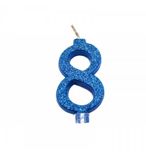 Candelina Numerale Magica Blu Glitter Mini 8 – 4458