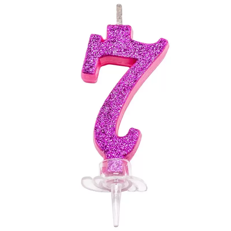 Candelina Numerale Magica Rosa Glitter n 7 4467