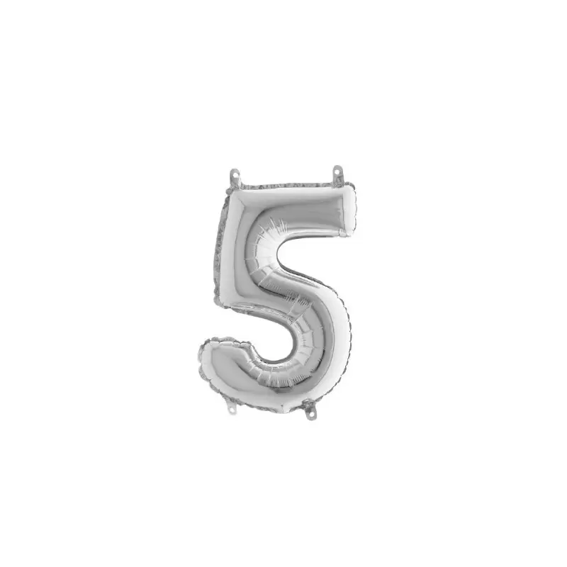 Palloncino Miniloons minifoil numerico 35 cm Argento  N°5 19845S1 conf da 5 pz