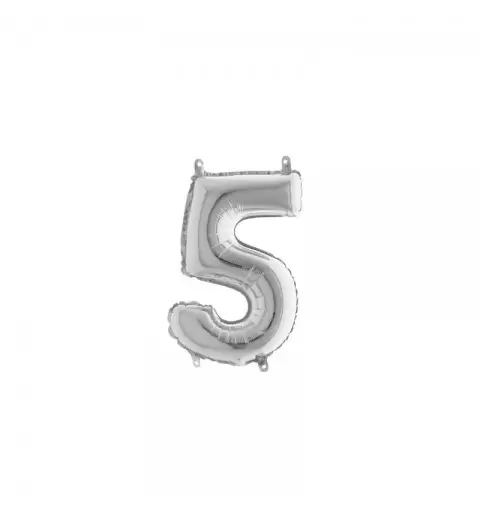 Palloncino Miniloons minifoil numerico 35 cm Argento  N°5 19845S1 conf da 5 pz