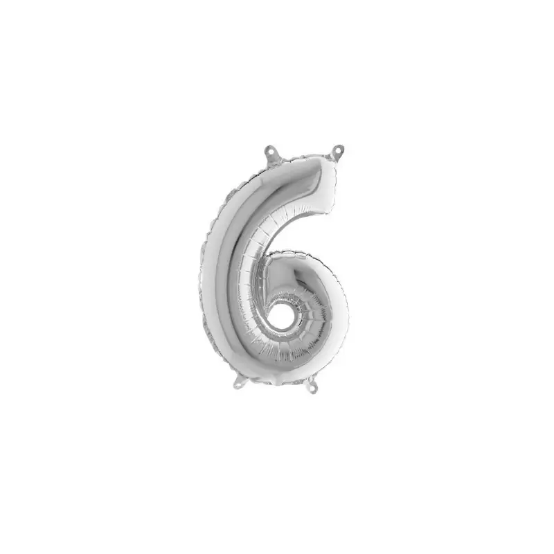 Palloncino Miniloons minifoil numerico 35 cm Argento  N°6 19846S1 conf da 5 pz