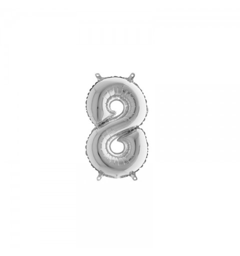 Palloncino Miniloons minifoil numerico 35 cm Argento  N°8 19848S1 conf da 5 pz