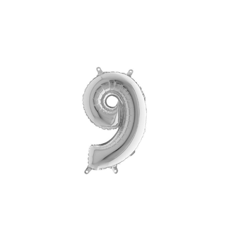 Palloncino Miniloons minifoil numerico 35 cm Argento  N°9 19849S1 conf da 5 pz