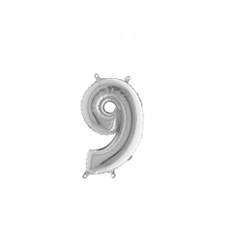 Palloncino Miniloons minifoil numerico 35 cm Argento  N°9 19849S1 conf da 5 pz