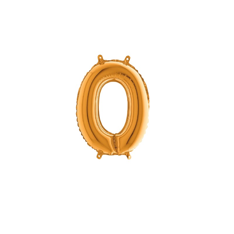 Palloncino Miniloons minifoil numerico 35 cm colore Oro N° 0 19840G1 conf da 5 pz
