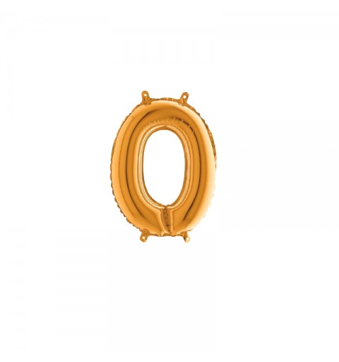 Palloncino Miniloons minifoil numerico 35 cm colore Oro N° 0 19840G1 conf da 5 pz