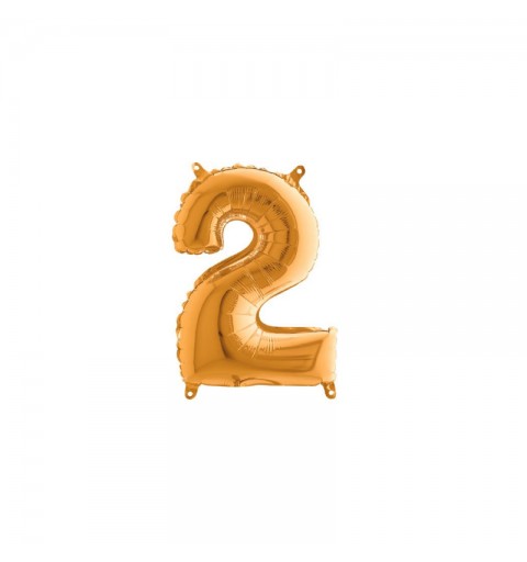 Palloncino Miniloons minifoil numerico 35 cm colore Oro N° 2 19842G1 conf da 5 pz