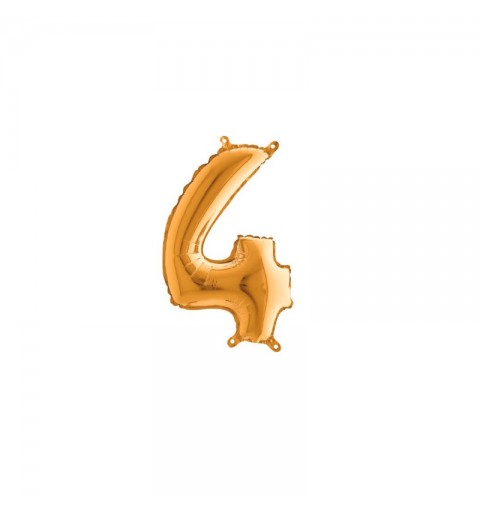 Palloncino Miniloons minifoil numerico 35 cm colore Oro N° 4 19844G1 conf da 5 pz