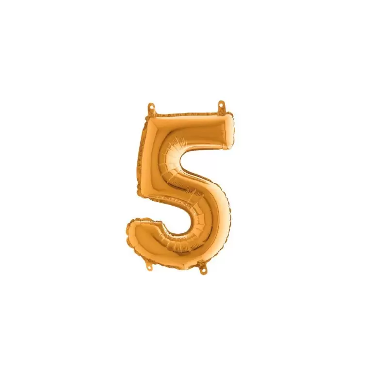 Palloncino Miniloons minifoil numerico 35 cm colore Oro N° 5 19845G1 conf da 5 pz