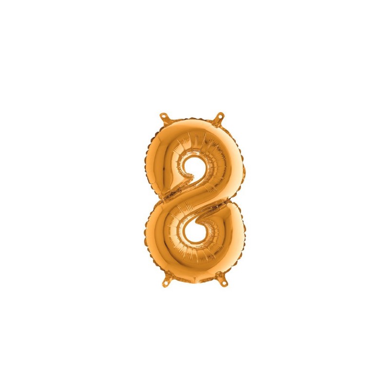 Palloncino Miniloons minifoil numerico 35 cm colore Oro N° 8 19848G1 conf da 5 pz
