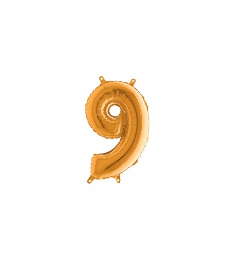 Palloncino Miniloons minifoil numerico 35 cm colore Oro N° 9 19849G1 conf da 5 pz