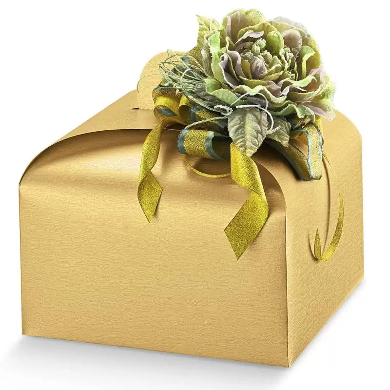 PORTA PANETTONE IN CARTONCINO ORO – CONFEZIONE PER PANETTONI GOLD