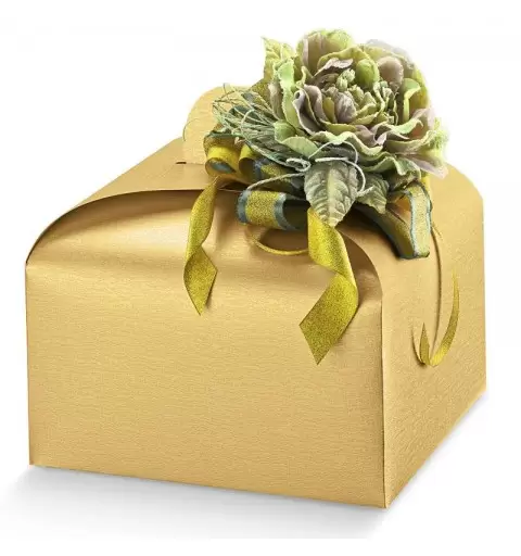 PORTA PANETTONE IN CARTONCINO ORO – CONFEZIONE PER PANETTONI GOLD