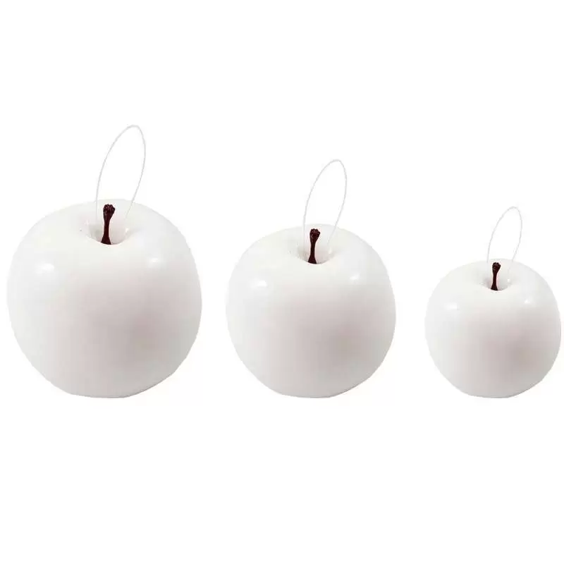 mele decorative artificiali da appendere con gancio bianca 9 cm - A21023