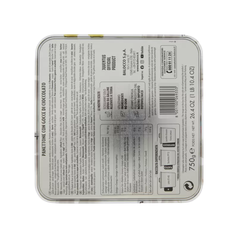 PANETTONE JUVENTUS CON SCATOLA DI LATTA