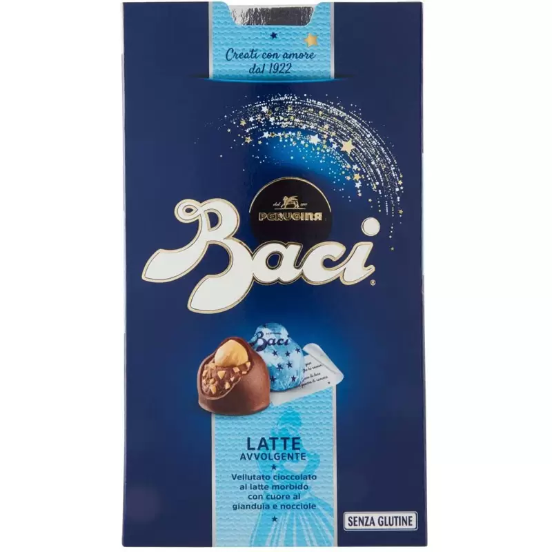 Baci Perugina Latte Cioccolatini al Latte Ripieni al Gianduia e Nocciola Intera, 200 g