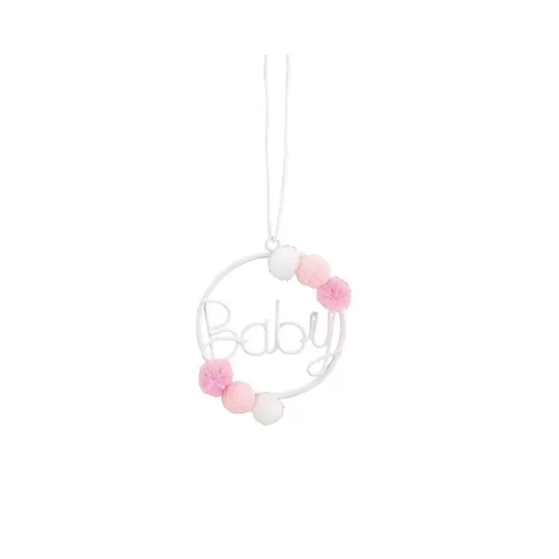 Cerchio baby appendibile con pon pon rosa 28799 5 cm 12 pz.