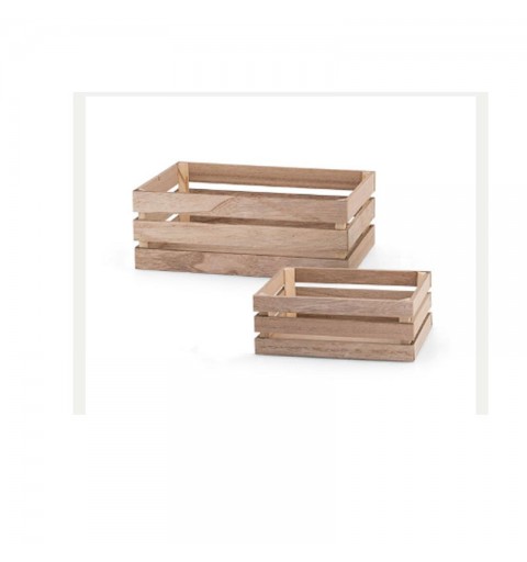 set 2 cassette decorative in legno naturale 200 x 150 x 75 - 300 x 190 x 110 mm