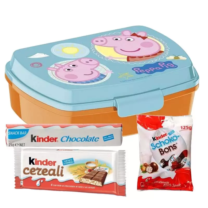 PORTAMERENDA PEPPA PIG CON CIOCCOLATO KINDER