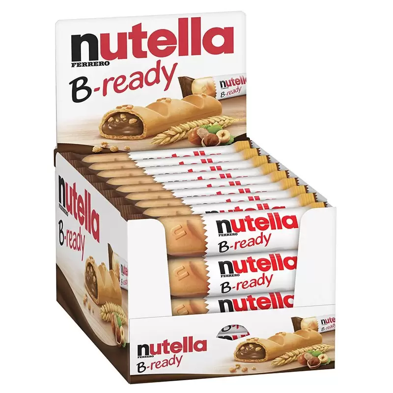 36 nutella b-ready cialda di pane farcita con nutella snack 22 gr con box espositore