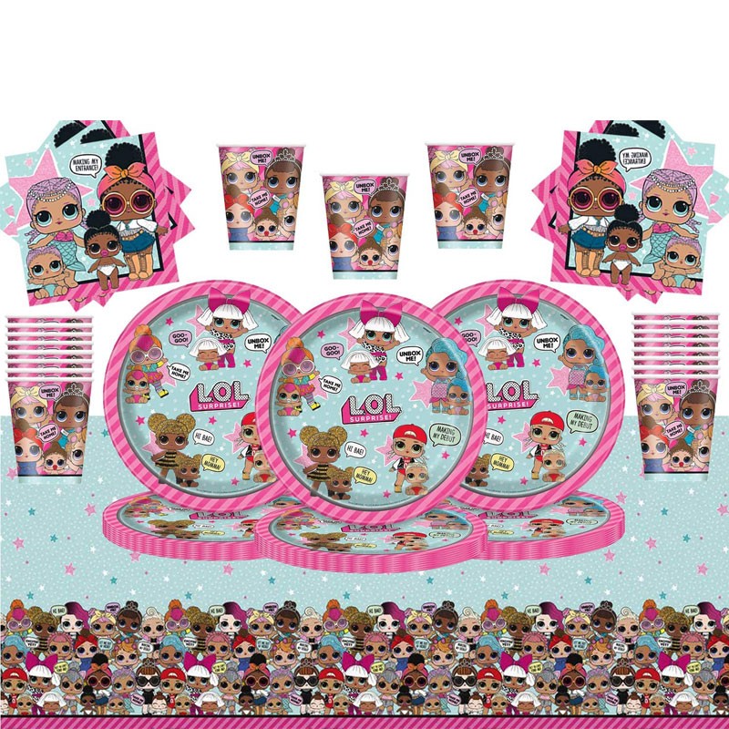 Stoviglie per Feste LOL Surprise Dolls Party Set Set di Forniture per Feste di Compleanno LOL Compleanno Decorazioni