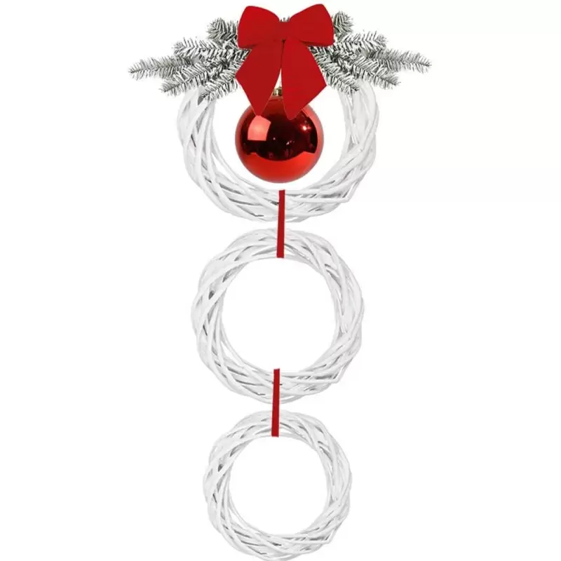 TRIS DI GHIRLANDE NATALIZIE BIANCHE CON DECORAZIONI ROSSE