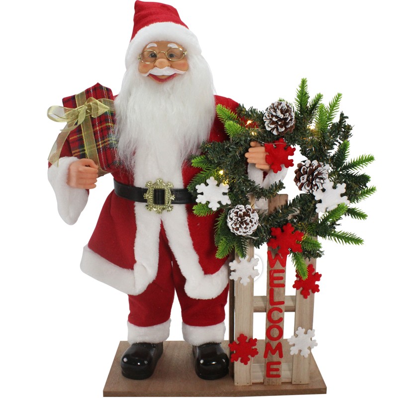 Babbo Natale con staccionata e luce 37x18x63cm - 0088