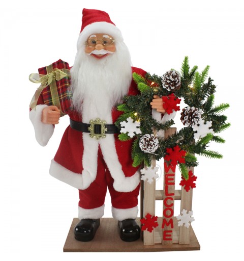 Babbo Natale con staccionata e luce 37x18x63cm - 0088