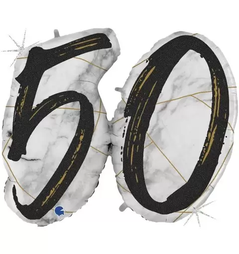 PALLONCINO SUPERSHAPE 50 NERO MARMORIZZATO GLITTER