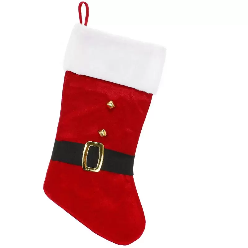 Calza natalizia vestito babbo natale 51 cm in peluche con campanellini sonori NW-SSDZ