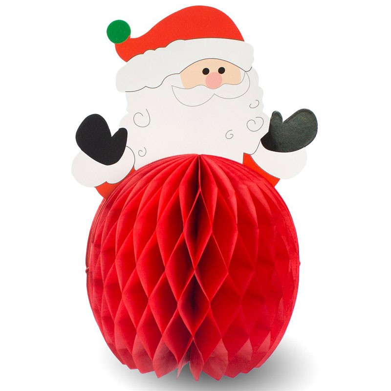 decorazione in carta babbo natale a nido d\'ape 25x17 cm