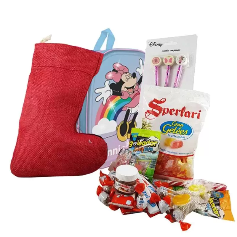 CALZA DELLA BEFANA MINNIE N.2  - CON ZAINETTO E KINDER