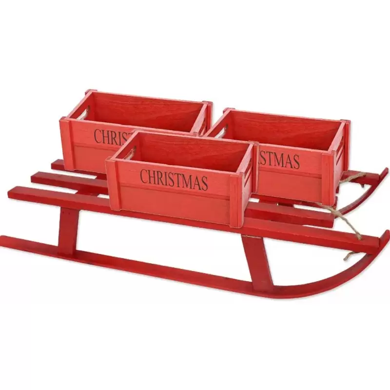 SLITTA DI NATALE ROSSA CON CASSETTE MERRY CHRISTMAS