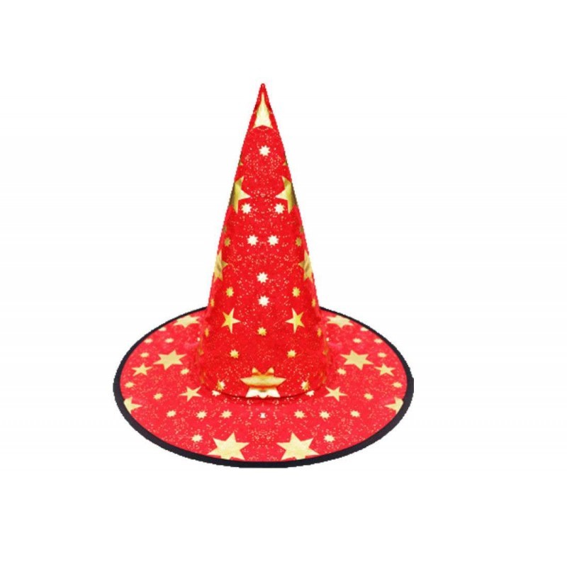 Cappello da strega taglia unica rosso con stelle 6h-cap0082-a
