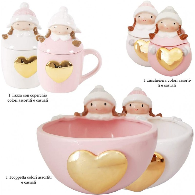 Set colazione regalo bambina cuore in ceramica
